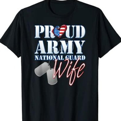 Proud Army National Guard Wife USA Heart Flag Shirt