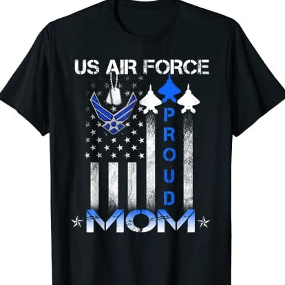 Womens Proud Mom US Air Force Flag Patriotic T-Shirt