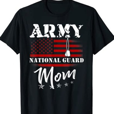 Proud Army National Guard Mom US Flag T-Shirt