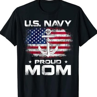 U.S Navy Proud Mom With American Flag T-Shirt