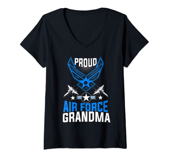 Proud Air Force Grandma V-Neck T-shirts