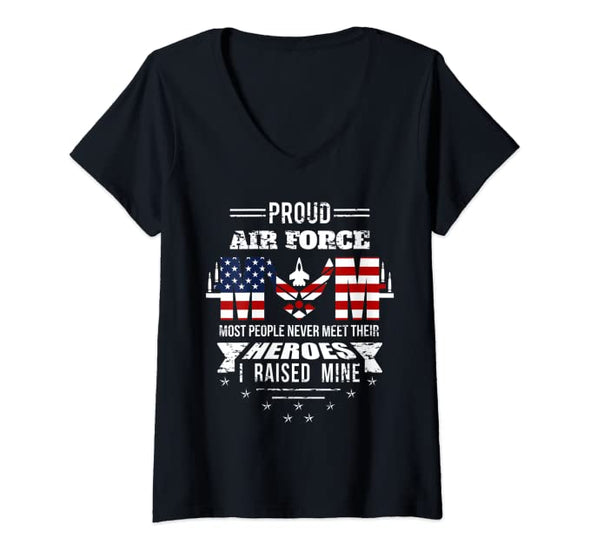 Proud Air Force Mom Heroes V-Neck T-shirts
