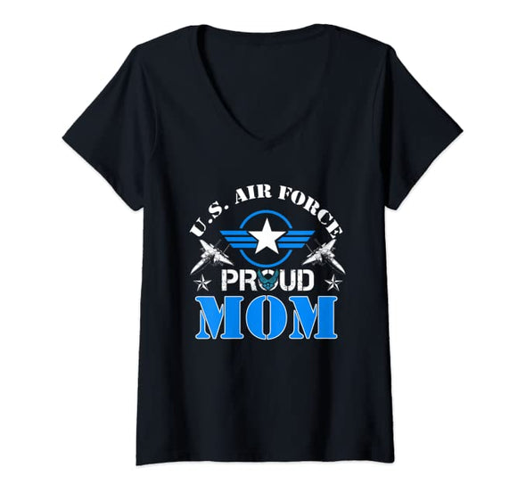 Proud Mom US Air Force V-Neck T-shirts
