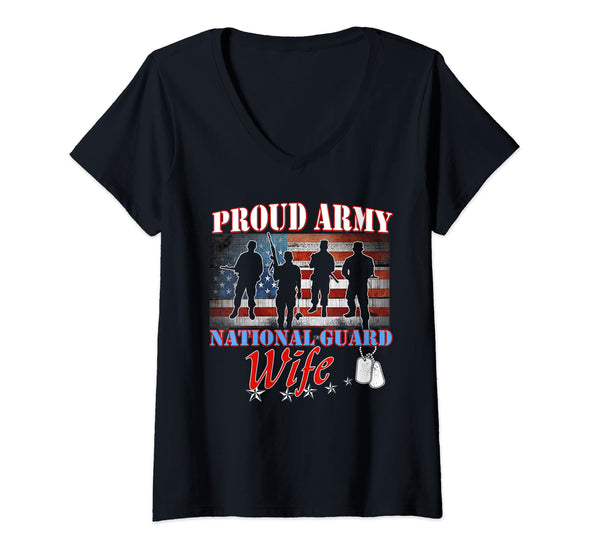 Proud Army National Guard Wife V-Neck T-shirts