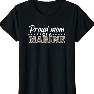 Womens Proud Mom of a Marine T-Shirt