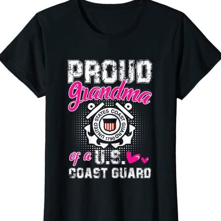 Womens Proud Grandma Of A US Coast Guard Military Family 4th July T-Shirt