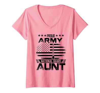 Proud Army National Guard Aunt V-Neck T-shirts