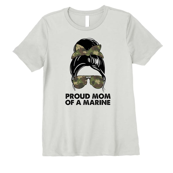 Proud Mom of a Marine Messy Bun Camouflage T-Shirt