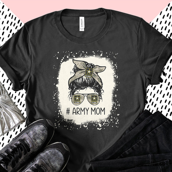 US Army Mom Messy Buns T-shirts