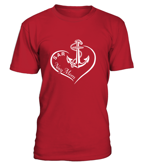 SAR Navy Mom Curve Heart T-shirts - MotherProud