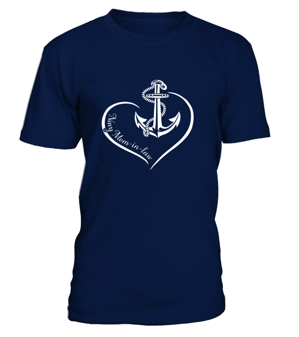 Navy Mom-In-Law Curve Heart T-shirts - MotherProud