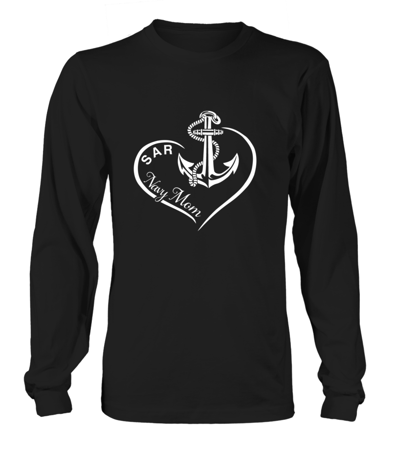 Sar Navy Mom Curve Heart T Shirts Motherproud 