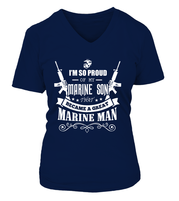 Marine Mom - Became A Great Man T-shirts - MotherProud