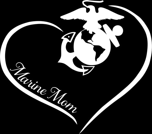 Marine Mom Curve Heart Decal - MotherProud