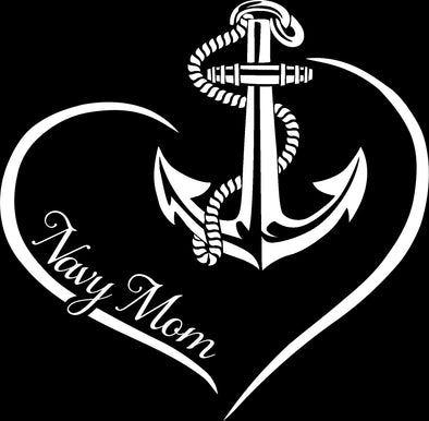 Navy Mom Curve Heart Decal - MotherProud