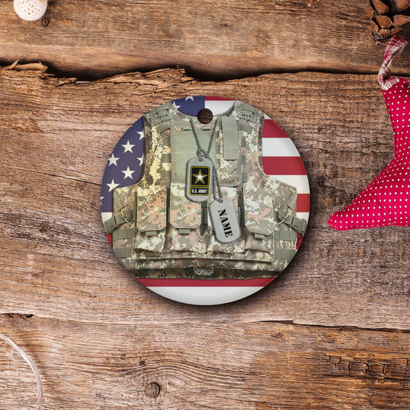 Personalized Vest Military Mom Family Ornaments