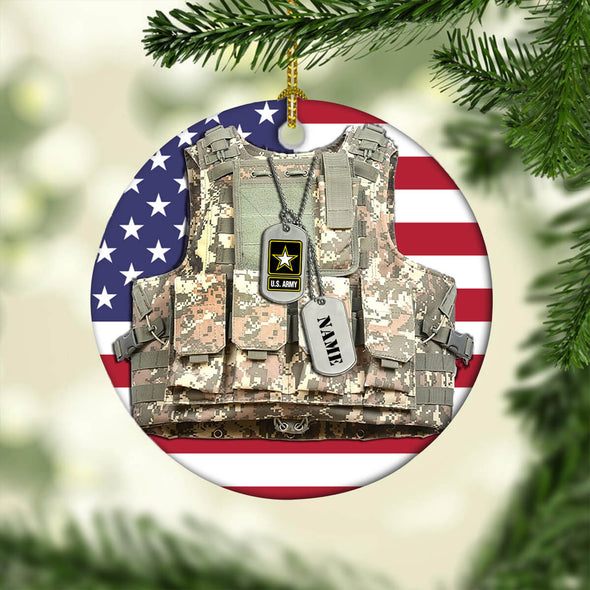 Personalized Vest Military Mom Family Ornaments
