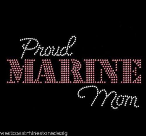 Proud Marine Mom Rhinestone Iron on Transfer - MotherProud