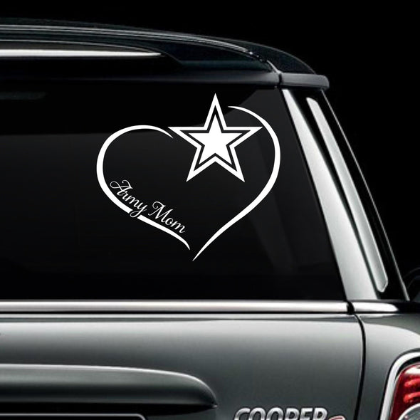 Army Mom Curve Heart Decal - MotherProud