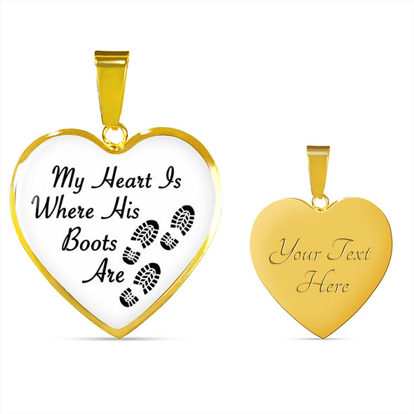 Military Mom Heart Boots Necklace