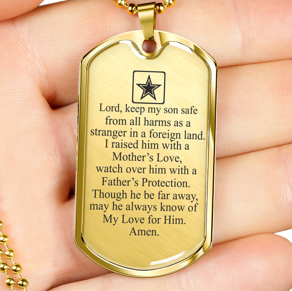 Army Mom Prayer Dog Tag