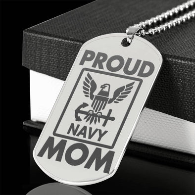 Proud Navy Mom Stainless Steel Dog Tag - MotherProud