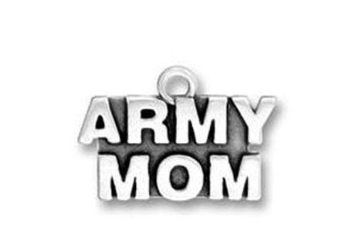 ARMY MOM  Antiqued Silver Traditional Charm Pendant - MotherProud