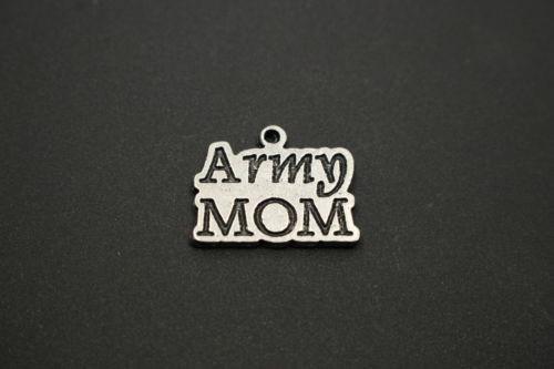 ARMY MOM  Antiqued Silver Traditional Charm Pendant - MotherProud