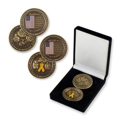 Marine Corps MOM AND DAD  CHALLENGE COIN SET - MotherProud