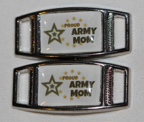 "Proud Army Mom" Shoelace Charm Pair - MotherProud