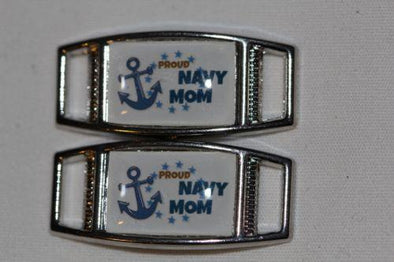 "Proud Navy Mom" Rectangle shoelace charms - MotherProud