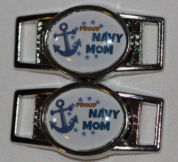 "Proud Navy Mom" Rectangle shoelace charms - MotherProud