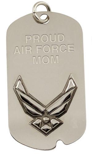 Proud Air Force Mom Engravable Metal Logo Military Dog Tag - MotherProud