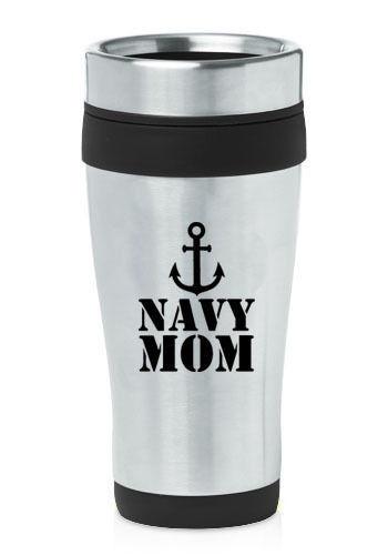 Navy Mom Travel Mug Coffee Cup - MotherProud