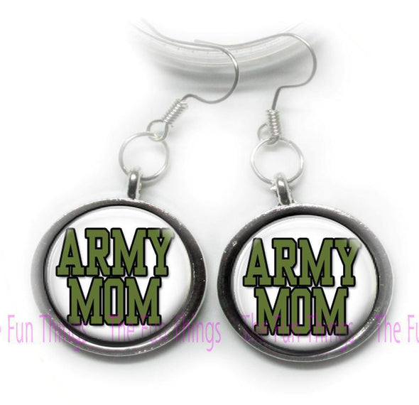 Army Mom .925 Sterling Silver Earrings  (Custom made) - MotherProud