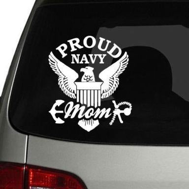 Proud Mom US Navy Vinyl Decal with Eagle Logo - MotherProud