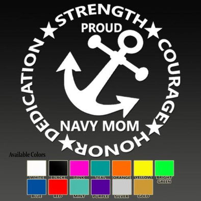 Proud Navy Mom 4 Traits Decal - MotherProud