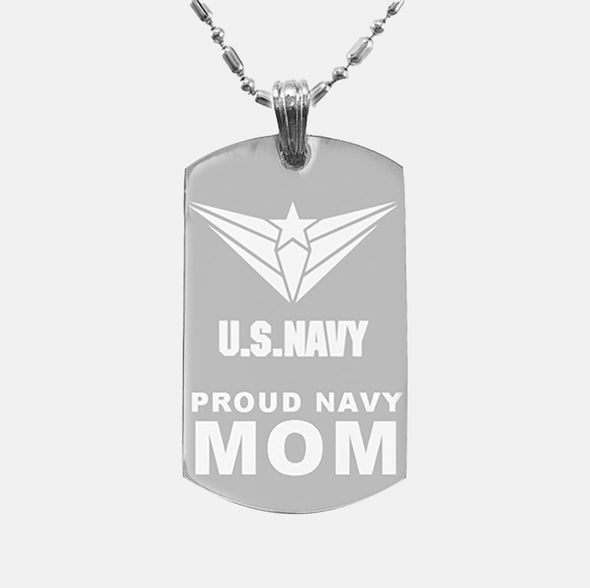 Proud Military Mom Engraving Dog Tag Necklace