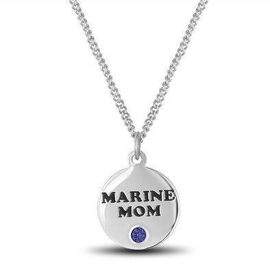 Marine Mom Disc Necklace Birthstone