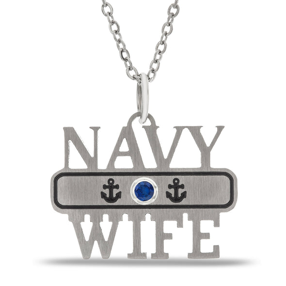 Navy Wife Necklace In Stainless Steel