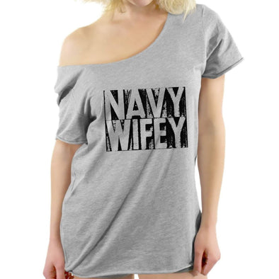 Navy Wife Off Shoulder Tshirt