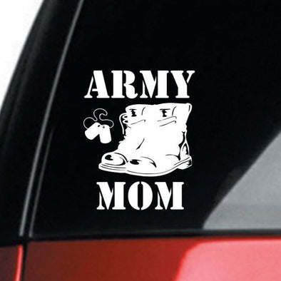 Army Mom Boots Dog Tag Decal