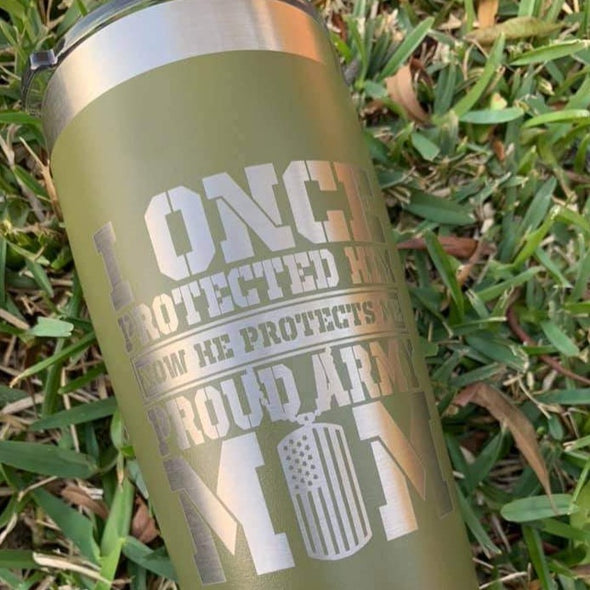 Proud Army Mom Green Stainless Steel Tumbler