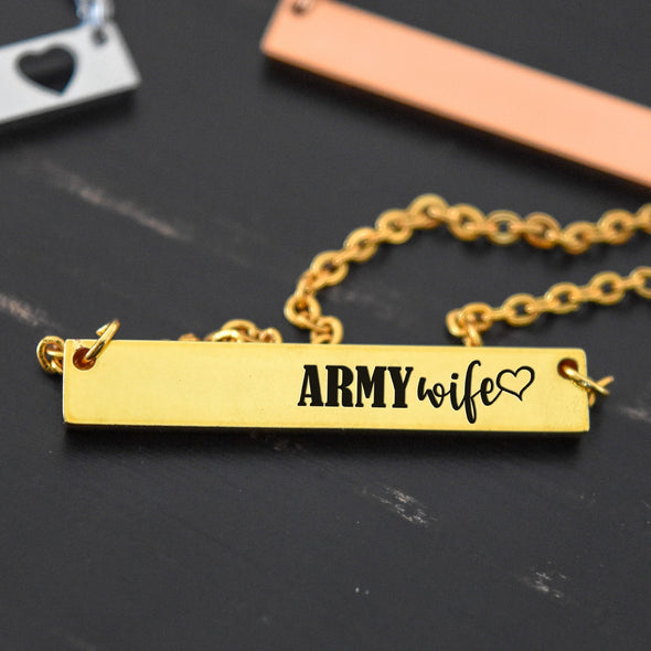 Army Wife Gift Necklace Horizontal