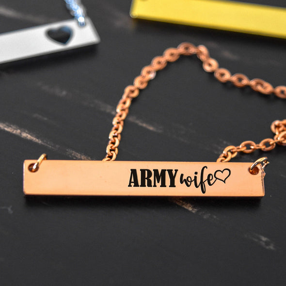 Army Wife Gift Necklace Horizontal