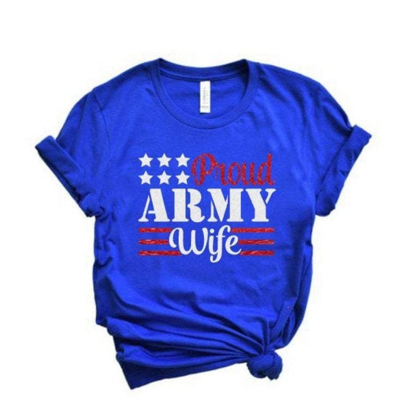 Glitter Proud Army Wife Shirt