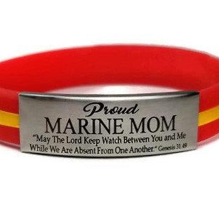 Proud Marine Mom Laser Engraved Bracelet