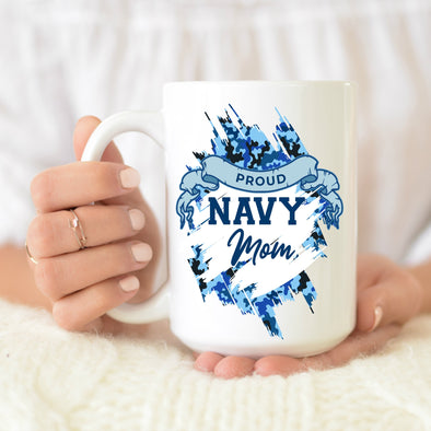 Proud Navy Mom Mug coffee