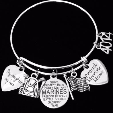 Daughter for Marine Mom Bracelet Silver