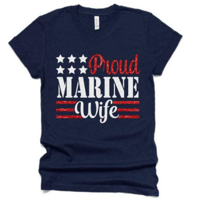 Glitter Proud Marine Wife Shirt